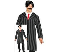 FIESTAS GUIRCA | Disfraz de Traje a Rayas Hombre Adulto - Talla L | 2 Piezas | Poliéster | Medida 52-54 | Tonos Negro y Gris | Halloween, Carnaval y Fiestas