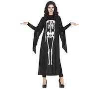 Fiestas Guirca Disfraz Túnica Esqueleto - Minivestido Negro Halloween Mujer Talla 42-44 L