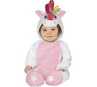 FIESTAS GUIRCA | Disfraz de Unicornio Bebé (12-18/Meses) - Capucha, Mono y Pies - Disfraces de Animales y Fantasía para Halloween, Carnaval y Fiestas de Disfraces - Ideal para Niñas - Blanco y Rosa