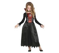 FIESTAS GUIRCA Disfraz de Vampiresa Elegante - Vestido Rojo y Negro para Niñas de 7-9 Años