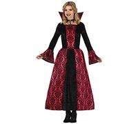 FIESTAS GUIRCA Disfraz de Vampiresa Glamurosa - Vestido Condesa Vampiro Rojo y Negro Disfraz Halloween Mujer Talla 38-40 M