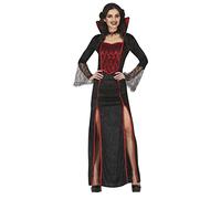 FIESTAS GUIRCA Disfraz de Vampiresa Gótica - Vestido Largo Elegante Negro y Rojo para Mujer Adulta Talla L 42-44