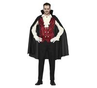 FIESTAS GUIRCA Disfraz de Vampiro Clásico - Disfraz Completo Rojo y Negro con Capa para Hombre Adulto Talla L 52-54