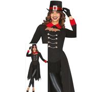 FIESTAS GUIRCA Disfraz de Vampiro Elegante para Mujer - Elegante Traje de Vampiro Gótico Rojo y Negro - Disfraces de Halloween para Mujer Talla L