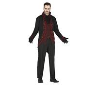 FIESTAS GUIRCA Disfraz de Vampiro Gótico - Atuendo Rojo y Negro para Hombre Adulto Talla M 48-50