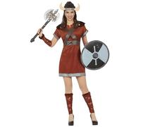 Fiestas Guirca Disfraz para mujer Reina Guerrera Vikinga - incluye tocado con cuernos Talla S 36-38
