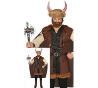 FIESTAS GUIRCA Disfraz de Guerrero Vikingo Hombre - Rey Bárbaro Disfraz Histórico Hombre Talla XL