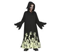 FIESTAS GUIRCA | Disfraz Death Glow in the Dark Infantil (5-6/Años) - Capucha y Túnica - Disfraces de Muerte y Fantasmas para Halloween, Carnaval y Fiestas de Disfraces - Unisex - Negro y Brilla en