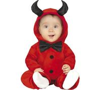 FIESTAS GUIRCA | Disfraz Demonio Bebé (12-18/Meses) - Capucha y Mono - Disfraces de Diablillo y Demonios para Halloween, Carnaval y Fiestas de Disfraces - Ideal para Bebés Unisex - Rojo y Negro