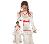 FIESTAS GUIRCA | Disfraz Devil Doll Infantil (7-9 Años) - Vestido para Niñas - Disfraz de Muñeca Diabólica y Demonio para Halloween, Carnaval y Fiestas - Ideal para Chicas - Blanco y Rojo