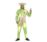 FIESTAS GUIRCA Disfraz divertido de Vaca Cervecera - Mono Vaca con Cuatro Sujeta Latas para Cerveza para Hombre Adulto Talla M 48-50