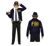 FIESTAS GUIRCA Disfraz Divertido FBI Cervecero - Fresh Beer Inspector con Gorra FBI, Chaqueta Policía y Cinturón con Sujeta Cervezas para Hombre Adulto Talla M 48-50