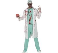 FIESTAS GUIRCA | Disfraz Doctor Zombie Adulto (48-50/M) - Bata, Camiseta y Pantalón - Disfraces de Médico y Enfermero para Halloween, Carnaval y Fiestas de Zombies - Ideal para Adultos - Azul y Blanco