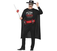 FIESTAS GUIRCA | Disfraz Don Diego de la Fiestas Adulto (52-54/L) - Camisa, Capa, Cinturón, Máscara y Pantalón - Disfraces de Héroe enmascarado para Despedidas de Soltero y Carnaval - Hombre - Negro