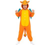 FIESTAS GUIRCA Disfraz de Dragon Naranja Niño y Niña- Atuendo Infantil Pijama Dragón con Cola y Alas para Niños de 7-9 Años