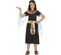 FIESTAS GUIRCA Disfraz Cleopatra Niña - Reina Egipcia Negra y Dorada Disfraz Infantil Niña 5-6 años
