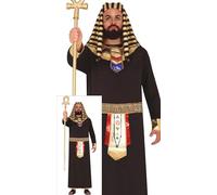 FIESTAS GUIRCA | Disfraz Egipcio Adulto Hombre (56-58/XXL) - Vestido, Cinturón, Cuello y Tocado - Ideal para Fiestas Temáticas y Halloween - Disfraces de Faraón y Antiguo Egipto - Negro y Dorado