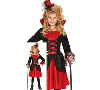 FIESTAS GUIRCA Disfraz Elegante de Vampiresa para Niña - Elegante Vestido de Vampiresa Rojo y Negro - Disfraces de Halloween para Niñas de 5 a 6 Años