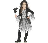 Fiestas Guirca Disfraz infantil Ghost Girl 87319 Vestido y velo 5-6 años Negro/Blanco