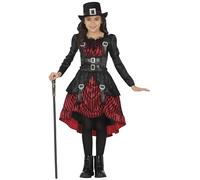 FIESTAS GUIRCA | Disfraz Gothic Girl Infantil (5-6/Años) - Vestido para Chicas - Disfraces de Steampunk, Halloween, Carnaval y Fiestas de Disfraces - Ideal para Niñas - Negro y Rojo