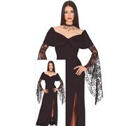 FIESTAS GUIRCA Disfraz Gótico de Madre de Familia para Mujer - Elegante Vestido Gótico Largo Negro - Disfraces de Halloween para Mujer Talla Adolescente 14-16 Años