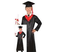 FIESTAS GUIRCA- Disfraz graduado rojo y negro infantil Talla 10 - 12 años