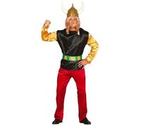 FIESTAS GUIRCA | Disfraz Guerrero Galo Adulto (52-54/L) - Casaca, Cinturón y Pantalón - Disfraces de Época y Aventuras para Halloween, Carnaval y Fiestas Temáticas - Ideal para Hombre - Negro y Rojo