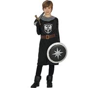 FIESTAS GUIRCA Disfraz Guerrero Valiente Medieval Niño - Caballero Negro Disfraz Infantil Niño 5-6 años