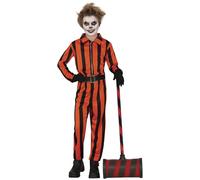 FIESTAS GUIRCA | Disfraz Harlequin Prisionero Infantil (7-9/Años) - Mono y Cinturón - Disfraces de Payaso y Prisionero para Halloween y Fiestas - Ideal para Niños y Niñas - Naranja y Negro