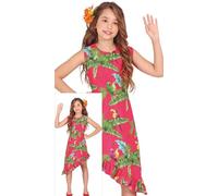 FIESTAS GUIRCA Disfraz Hawaiano para Niña - Vestido de Verano Aloha - Conjunto de Verano Tropical Rosa Disfraces para Niñas - Niñas Edad 7-9 Años
