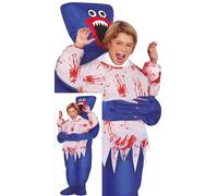 FIESTAS GUIRCA Disfraz Hinchable de Monstruo Hugger para Niños - Disfraz de Oso de Peluche Malvado Azul con un Niño - Disfraces de Halloween para Niñas y Niños de 7 a 9 Años