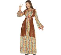 FIESTAS GUIRCA Disfraz de Hippie Floral Mujer - Vestido Largo Años 70 - Disfraz Flowe Power Años 60 para Mujer Talla S 36-38
