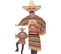 FIESTAS GUIRCA Disfraz Hombre Tequila - Disfraz Divertido Hombre con Poncho - Despedida de Soltero Mexicano Disfraz Hombre Talla L