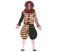 FIESTAS GUIRCA Disfraz de Payaso De Terror - Atuendo de Arlequín para Hombre Adulto Talla M 48-50