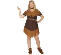 FIESTAS GUIRCA Disfraz Inspirado Nativo Americano Mujer - Vestido Corto Princesa Guerrera - Disfraz para Mujer Talla XL 46-48
