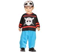 FIESTAS GUIRCA | Disfraz Jazz Dead Baby (12-18 Meses) - Camiseta, Gorra y Pantalón - Disfraces de Bebé para Halloween, Carnaval y Fiestas Deportivas - Ideal para Niños Pequeños - Negro y Azul