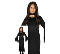 Fiestas Guirca Disfraz Morticia joven señorita de tinieblas para niña Negro 5-6 años (110-115 cm)