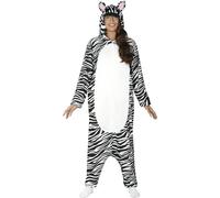 FIESTAS GUIRCA | Disfraz Kigurumimi Cebra Adulto (52-54/L) - Mono con Capucha y Cola - Disfraces de Animales para Carnaval, Fiestas Temáticas, Halloween, Despedidas, Cosplay - Unisex - Blanco y Negro