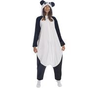 FIESTAS GUIRCA | Disfraz Kigurumimi Panda Adulto (38-40/M) - Mono con Capucha y Cola - Disfraz de Animal Oso para Carnaval, Halloween, Fiestas Temáticas, Cosplay, Animales - Unisex - Blanco y Negro