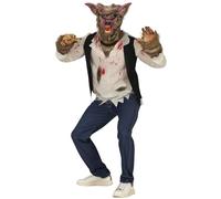 FIESTAS GUIRCA | Disfraz Killer Hombre Lobo Adulto (48-50/M) - Camisa y Máscara - Disfraces de Hombre Lobo para Halloween, Carnaval y Fiestas de Terror - Ideal para Hombres - Beige y Marrón