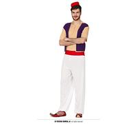 FIESTAS GUIRCA | Disfraz Ladrón del Desierto Adulto (52-54/L) - Camiseta, Chaleco, Cinturón, Pantalón y Sombrero - Disfraces de Príncipe Árabe para Halloween y Fiestas - Hombre - Morado y Natural