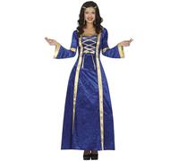 FIESTAS GUIRCA Disfraz medieval de mujer medieval - Vestido de princesa dorado y azul con mangas trompeta - Disfraz de reina medieval vestido talla L 42 - 44