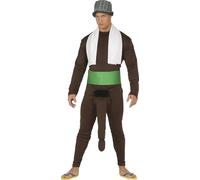 FIESTAS GUIRCA | Disfraz Mensaje Oculto Hombre Adulto (54-56/XL) - Mono, Bufanda, Cinturón, Sombrero, Accesorio de Broma - Carnaval, Despedida de Soltero, Fiestas de Memes y Virales - Marron