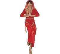 FIESTAS GUIRCA | Disfraz Mujer India del Desierto (38-40/M) - Velo, Vestido y Chal - Disfraces de Princesa Árabe y Jeques para Halloween, Carnaval y Fiestas de Disfraces - Ideal para Adultas - Rojo