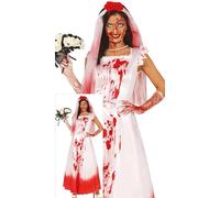 FIESTAS GUIRCA Disfraz Mujer Novia Asesina - Vestido Novia Sangrienta y Velo - Disfraces Halloween para Mujer Talla M