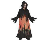 FIESTAS GUIRCA | Disfraz Mystic Zombie Infantil (5-6 Años) - Capucha y Túnica - Disfraces de Muertos Vivientes para Halloween, Carnaval y Fiestas de Disfraces - Ideal para Niños - Negro y Rojo
