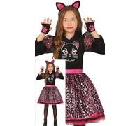 FIESTAS GUIRCA Disfraz Niña Adorable Gato Negro - Vestido Tutú Gatito con Diadema de Orejas de Gato Rosa - Disfraces Niña - Niñas Edad 10-12 Años
