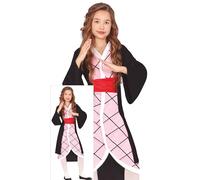 FIESTAS GUIRCA Disfraz Niña Luchadora Manga Rosa - Guerrera Anime Japonesa con Vestido Kimono - Disfraces Infantiles Niñas - Niñas Edad 7-9 Años