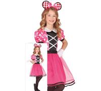 FIESTAS GUIRCA Disfraz Niña Ratoncita Rosa - Diadema con Orejas de Ratón y Vestido de Lunares - Disfraces Infantiles Niñas - Niñas Edad 7-9 Años