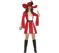 FIESTAS GUIRCA Disfraz para Mujer Mosquetero Rojo - Disfraz de Mujer con Sombrero Mosquetero Talla L 42-44
